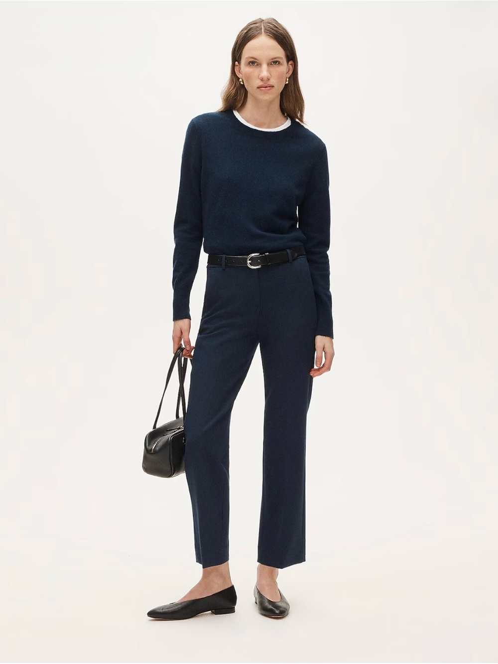 J.Crew Kaya Bi-Stretch Cropped Straight Leg Pants Navy Size 12